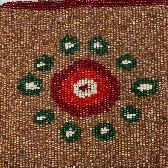 Vintage Moyna Hand Beaded Evening Bag Wristlet Phone Purse Small Sun Seed Pocket - Picture 5 of 12